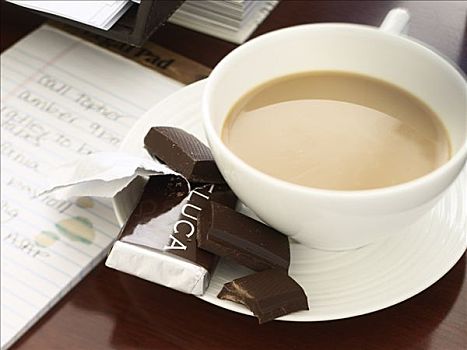 咖啡,巧克力,办公室,书桌