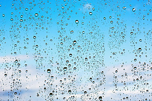 小水滴,玻璃,蓝天,云