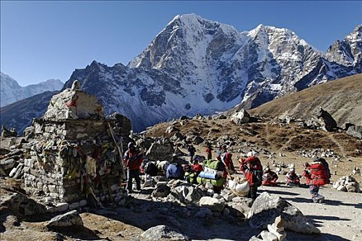 夏尔巴人,登山者,墓地,萨加玛塔国家公园,尼泊尔