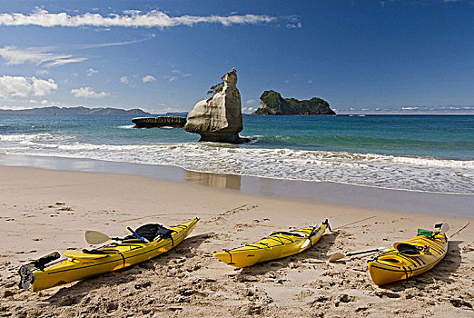 新西兰,科罗曼德尔,半岛,皮划艇,海滩