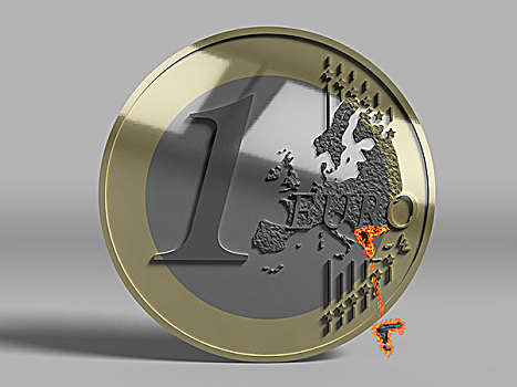 欧元硬币,希腊,火焰,象征