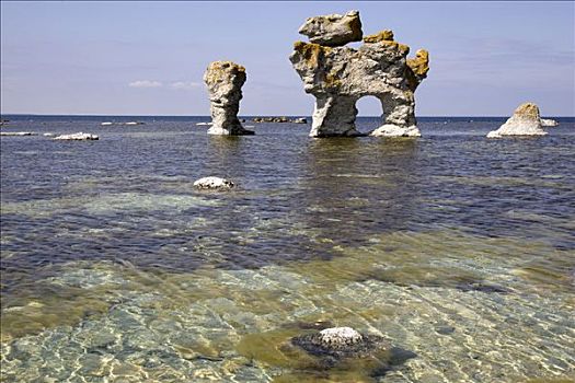 岩石构造,海洋,哥特兰岛,瑞典