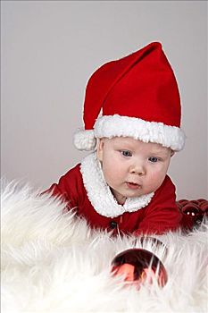 肖像,婴儿,戴着,圣诞老人,服饰