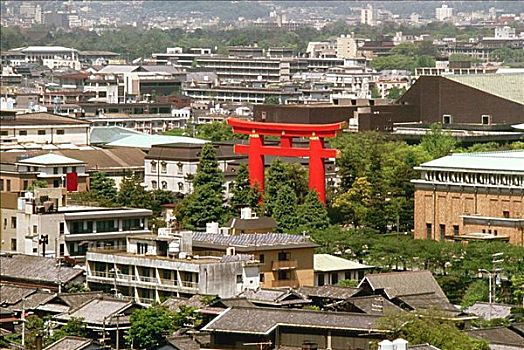 俯拍,城市,京都,日本