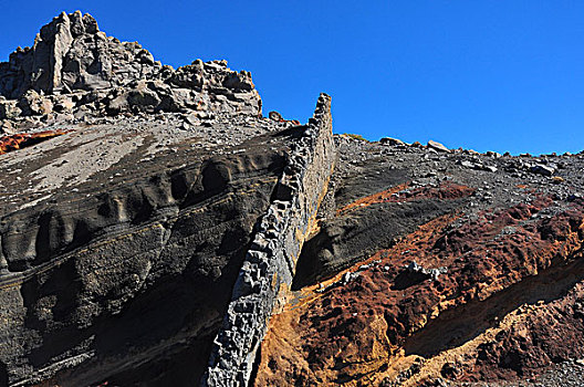 层次,火山岩,石头,干盐湖,帕尔玛,加纳利群岛,西班牙,欧洲