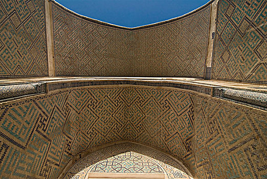 乌兹别克斯坦,撒马尔罕,仰视,大门,拱形,清真寺