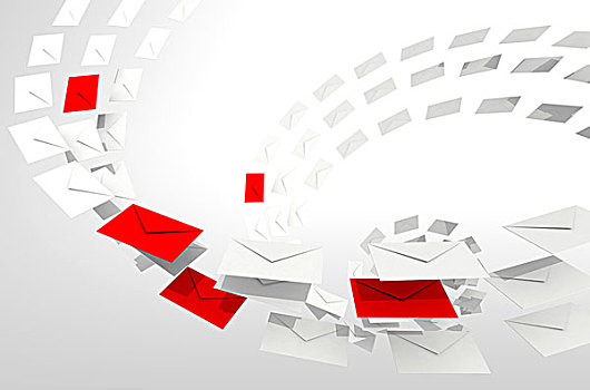 插画,垃圾邮件,电子邮件,概念,白色,红色,信封,河流