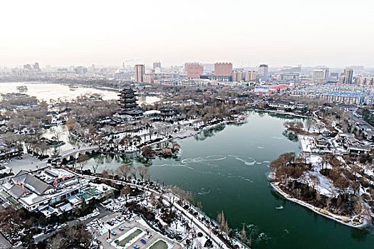 雪后大明湖全景