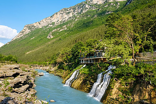 河,峡谷,靠近,山,吉洛卡斯特拉,阿尔巴尼亚,欧洲
