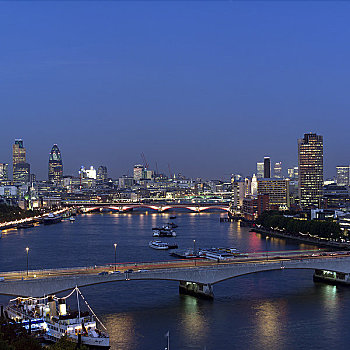 伦敦,天际线,泰晤士河,滑铁卢桥