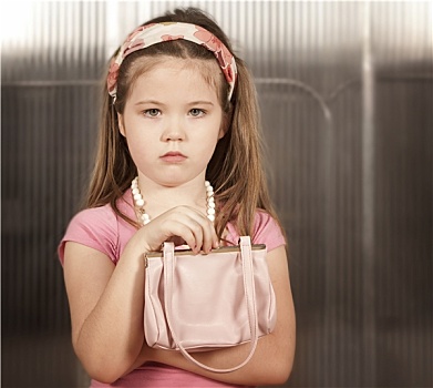 小女孩,粉色,钱包