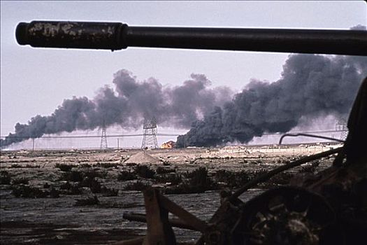 科威特,油,地点,燃烧,伊拉克,军队,坦克,战争