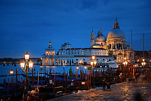 威尼斯,夜晚,圣马利亚,行礼,教堂,历史,建筑,意大利
