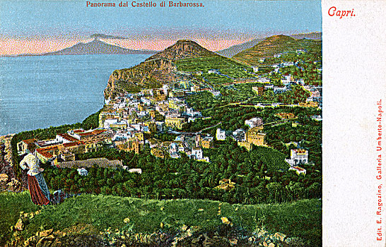 全景,卡普里岛,意大利,早,20世纪,艺术家,未知