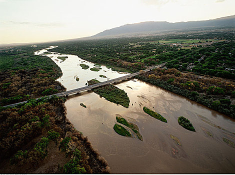 桥,里奥格兰德,河,阿布奎基,新墨西哥,美国