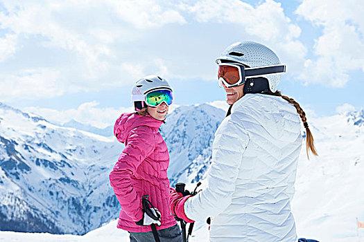 母女,滑雪,假日,悉特图克斯,奥地利