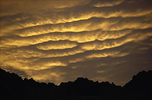 积雨云,云,黎明,高处,拱形,南阿尔卑斯山,新西兰