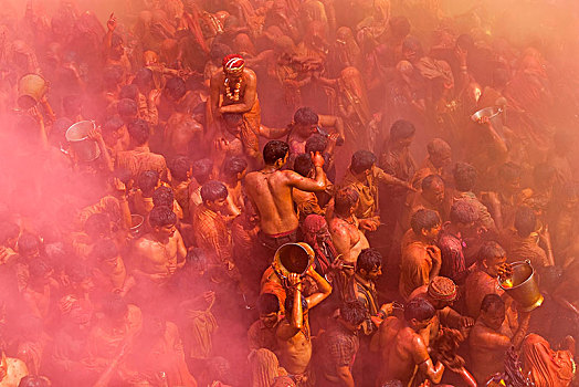 俯拍,人,遮盖,彩色,印度教,春节