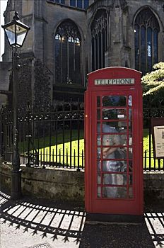 电话亭,教堂,诺里奇,诺福克,英格兰