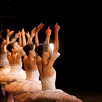 芭蕾舞女,跳舞,排列,舞台