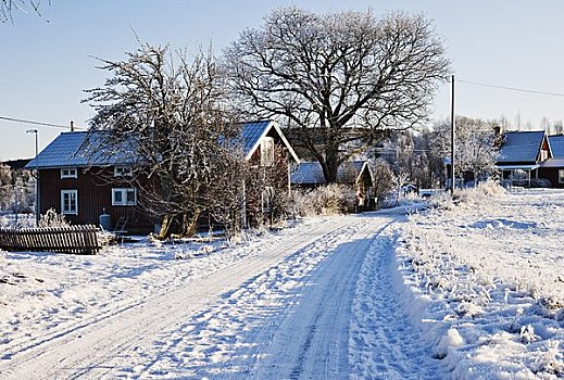 积雪,道路,达拉那,瑞典