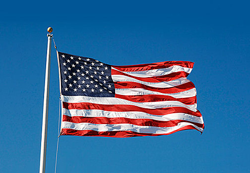 美国国旗,蓝天