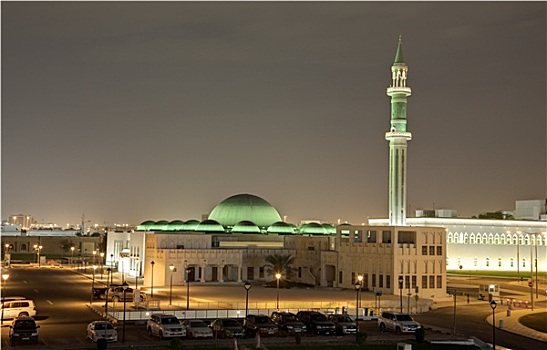 大清真寺,多哈,光亮,夜晚,卡塔尔,中东