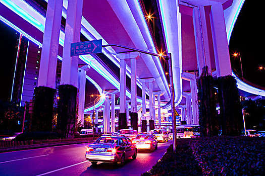 上海,交通,夜晚
