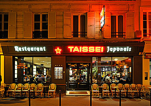 夜景,日本,寿司,餐馆,地区,巴黎,法国,欧洲