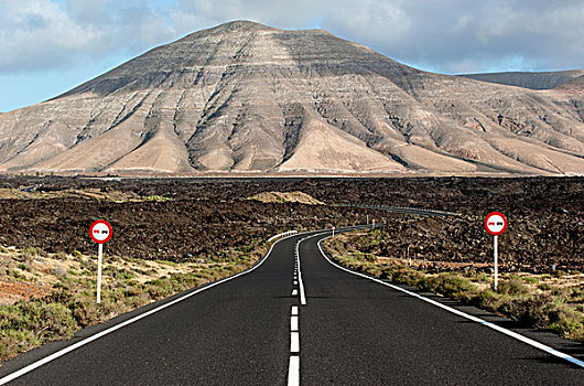 道路,公园,帝曼法雅,国家,火山岩,火山,兰索罗特岛,加纳利群岛,西班牙,欧洲