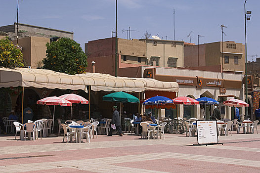 摩洛哥,城镇,达鲁丹,城市广场,街景,街边咖啡厅