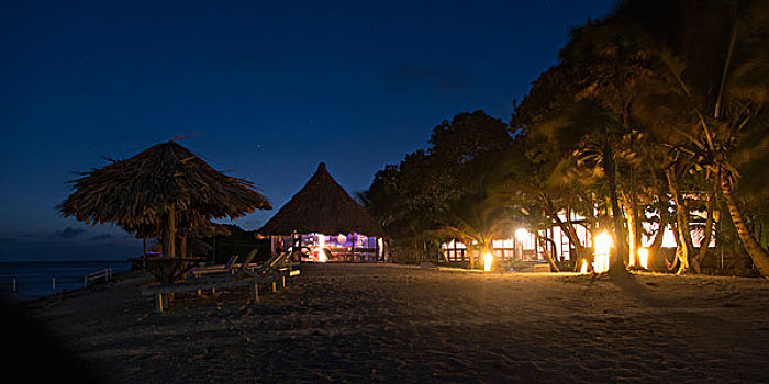海滩小屋,夜晚,乌托邦,乡村,海湾群岛,洪都拉斯