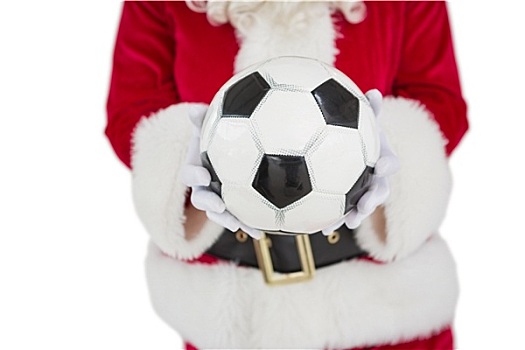 腰部,圣诞老人,拿着,足球