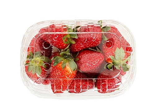 新鲜,草莓,收件箱,白色背景