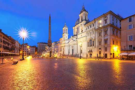 纳佛那广场,广场,夜晚,罗马,意大利