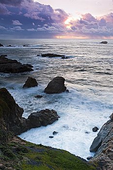 接近,风暴,上方,岩石海岸,州立公园,加利福尼亚,美国