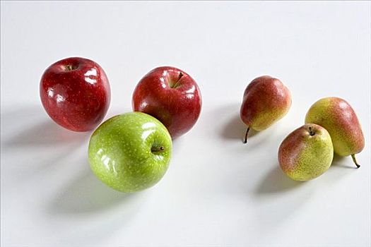 种类,苹果,梨,白色背景