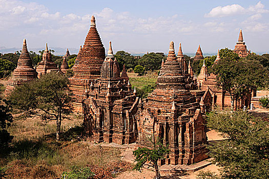 老,塔,砖,地点,蒲甘,曼德勒省,缅甸,亚洲