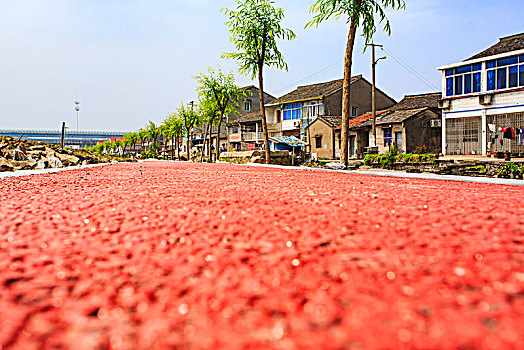 房子,塑胶,道路,自行车道,河道,水环境治理