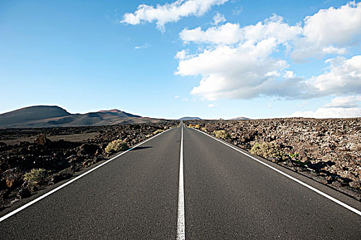 笔直,道路,公园,帝曼法雅,国家,火山岩,火山,兰索罗特岛,加纳利群岛,西班牙,欧洲