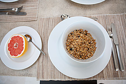 粮食,柚子,早餐,桌上