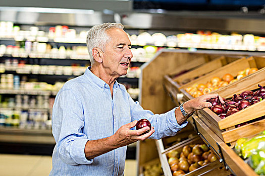 老人,选择,洋葱,小心,超市