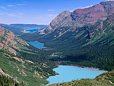 美国,蒙大拿,冰川国家公园,湖,靠近,中间,远处,风景,东方,冰河,小路,大幅,尺寸
