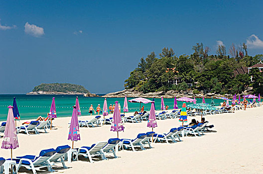 折叠躺椅,普吉岛,安达曼海,泰国,亚洲