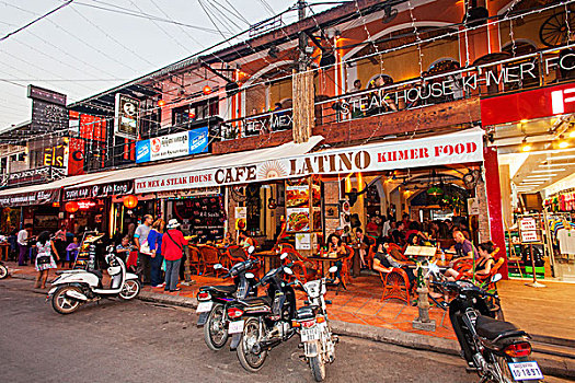 柬埔寨,收获,酒吧,街道,餐馆
