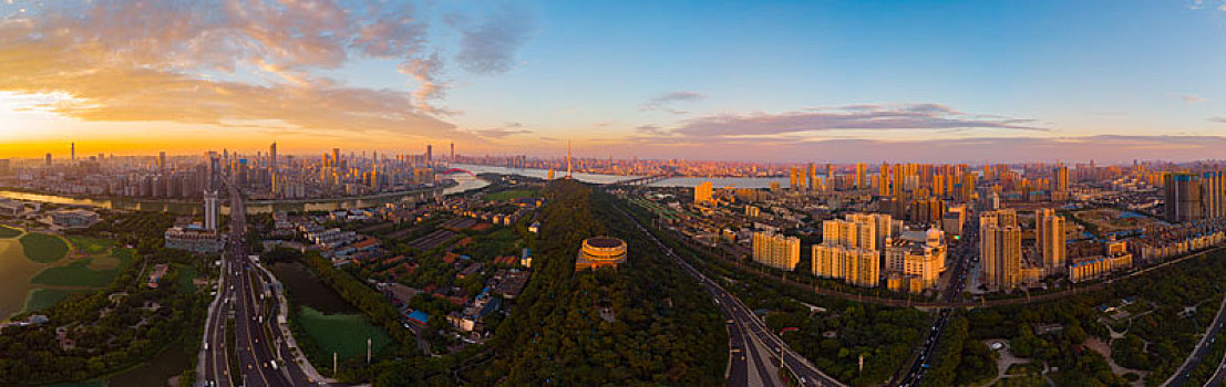 武汉,夏日,城市,航拍,傍晚,夜景,风光