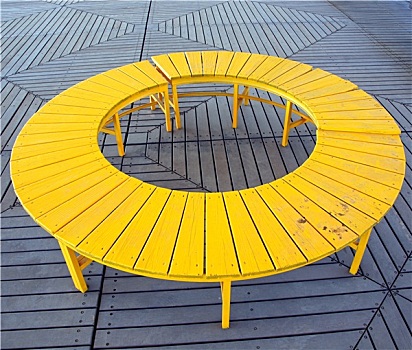黄色,圆形,长椅