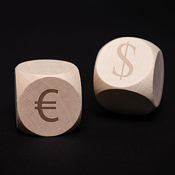 骰子,美元,欧元符号