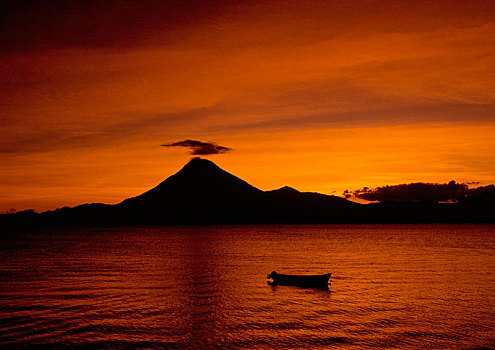 阿蒂特兰湖,日落,危地马拉