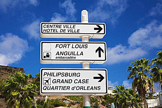 路标,地标建筑,法国,西印度群岛